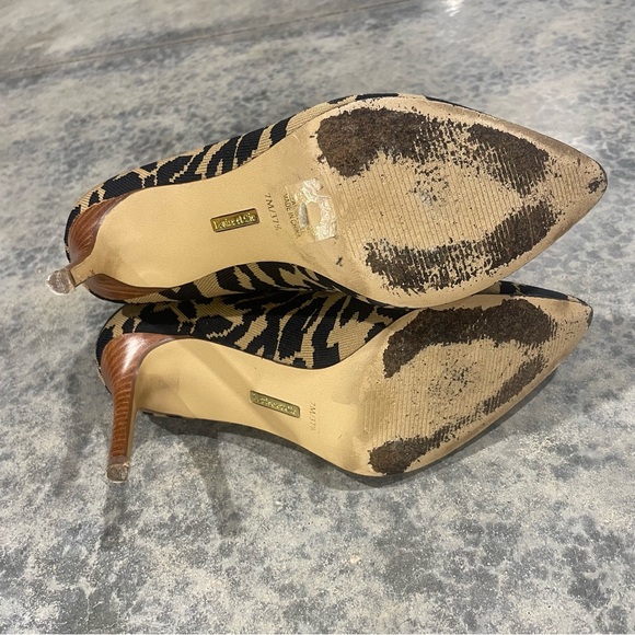 Louise Et Cie- SZ 7 Black Tan Stretch Leopard Animal Print Boot Sock - Picture 9 of 9